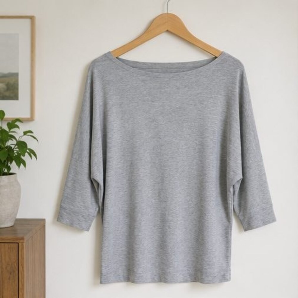Gray Boat Neck Dolman Top
